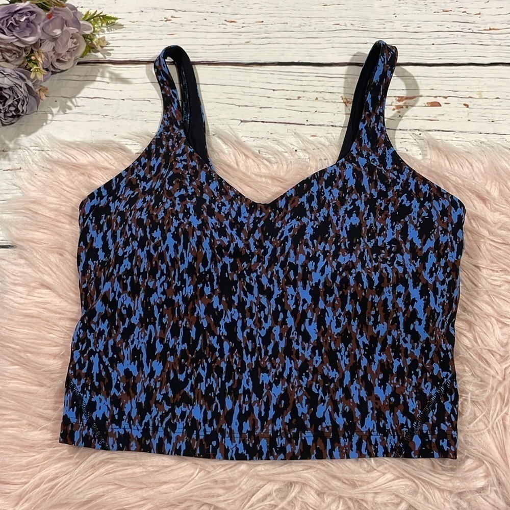 Lululemon Align CBNW Nulu Blue Brown Spotted Crop Tank